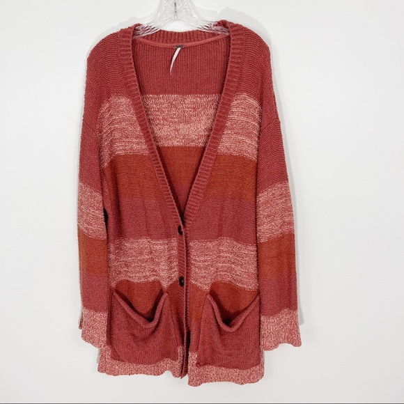 Free People Southport Beach Cardigan Small Striped Oversized - Picture 3 of 9